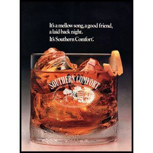 1991 Southern Comfort Whiskey Vintage Print Ad Old Fashioned Glass Wall Art